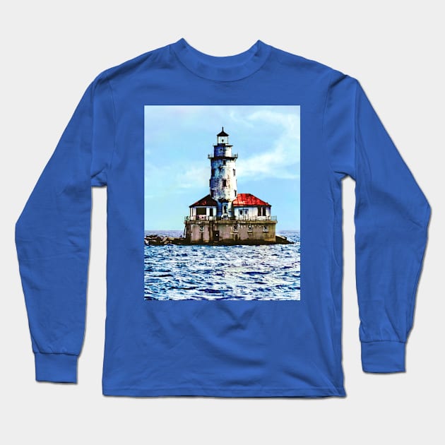 Chicago IL - Chicago Harbor Light Long Sleeve T-Shirt by SusanSavad